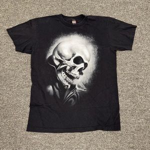 Vintage Marvel Shirt Mens Large Black Mad Engine Ghost Rider Big Skull Y2K